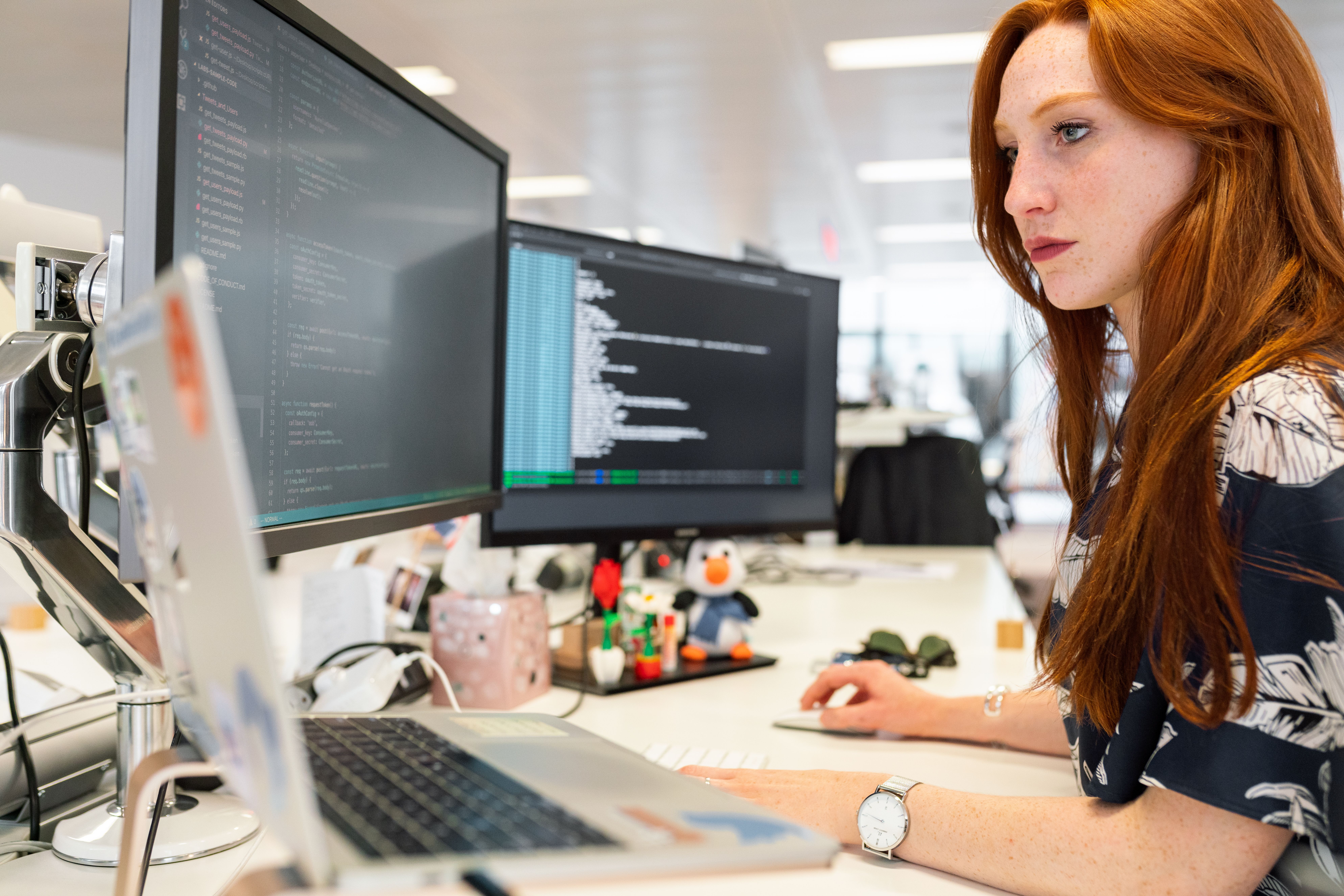 A team member focused at work
